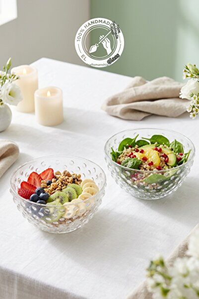 Glamis Selen Concept Bubble Model Small Size Handmade Glass Soup Bowl and Sal...