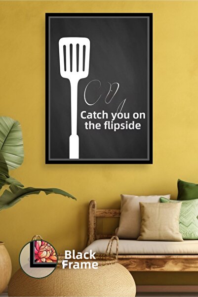 KOSS Dijital Tablou de pânză înrămat cu tematică de bucătărie, cu textul „Cat...