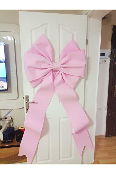 Rose bloome زينة غرفة الولادة على شكل فيونكة كبيرة، شريط إيفا وردي 150 سم