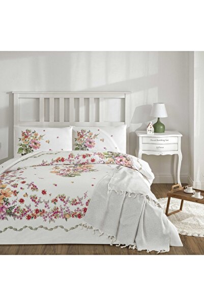 Taç Pink Crown Petunia Ranforce Personality Throw Quilt Cover Set