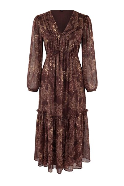 Trendyol Collection Rochie maxi țesută cu model șal multicolor TWOAW26EL00348