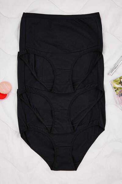 Trendyol Collection Schwarze 3-teilige Umstandsunterhose aus Baumwoll-Lycra-M...