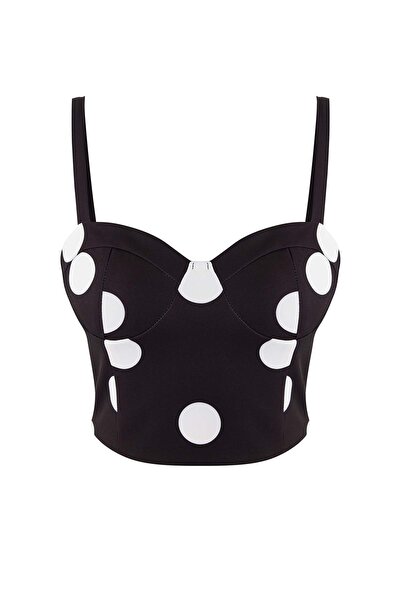 Trendyol Collection Schwarzes gepunktetes Bustier mit Herz-Ausschnitt und gew...