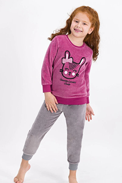 ROLY POLY Kız Çocuk Pembe Rolypoly Rabbit Club Kadife Eşofman Takımı