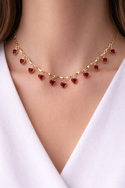 charmove ile kendinizi şımartın Kadın Gold Renk Kalpli Zirkon Taşlı Özel Tasa...