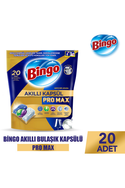 Bingo Akıllı Kapsül Pro Max Bulaşık Makinesi Deterjanı Tableti 20 Adet