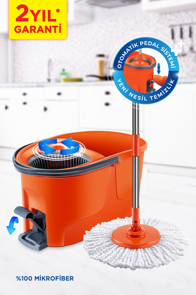 MACRO MAX Force Pedallı Otomatik Temizlik Seti Mikrofiber Paspas Mop Kova Seti
