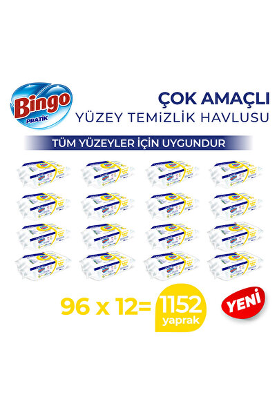 Bingo Yüzey Temizlik Havlusu Large Limon 96x12 (1152 YAPRAK)