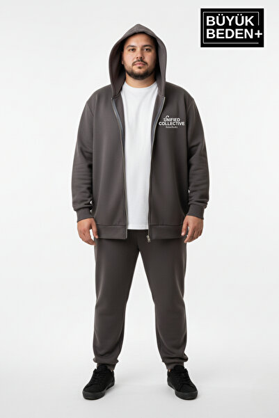 Superlife Men's Plus Size Zippered Hooded Unified Printed Thin Sweatshirt Cardigan Spr26Bhr924