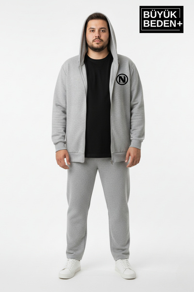 Superlife Men's Plus Size Hooded Zippered N Printed Thin Sweatshirt Cardigan Spr26Bhr922