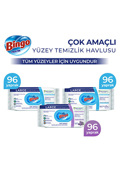 Bingo Yüzey Temizlik Havlusu 2 Beyaz Sabun + 1 Lavanta (288 Yaprak)