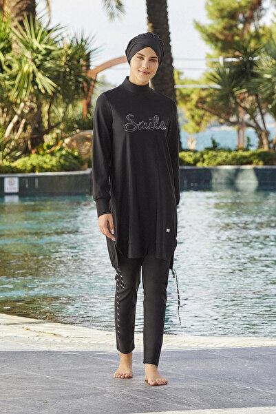 Adasea Costum de baie design Smile Lycra complet acoperit cu hijab 4241