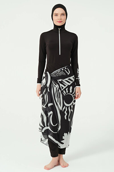 ALFASA Kol Baskılı Anvelop Etekli Tesettür Mayo