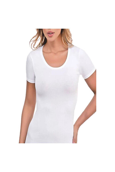 imer قميص داخلي نسائي أبيض مفتوح الياقة نصف كم مودال 1241