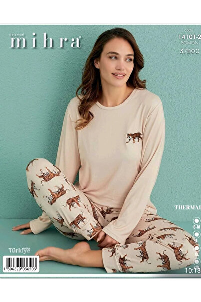 Mihra termal uzun kol baskılı takım kaplan