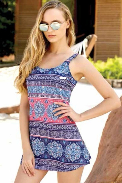 Adasea Costum de baie cu fustă cu modele etnice