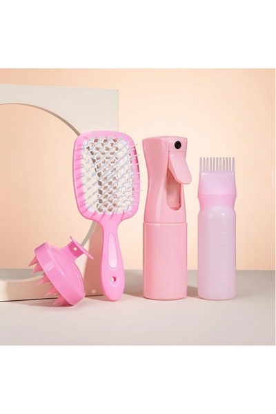 gaman 4 in 1 Saç Bakım Sprey Şişesi+Saç Bakım Yağı Uygulama Şişesi+Masaj Tara...