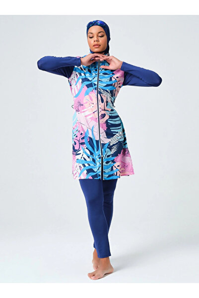 ALFASA Costum de baie Hijab cu model și ornamente - Indigo -