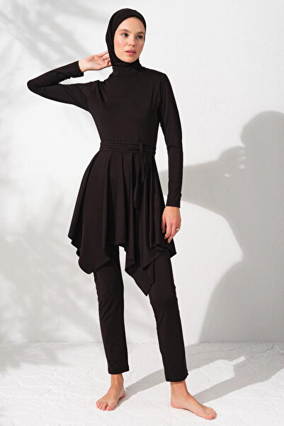 Pierre Cardin 231916 بدلة سباحة سوداء بأكمام طويلة