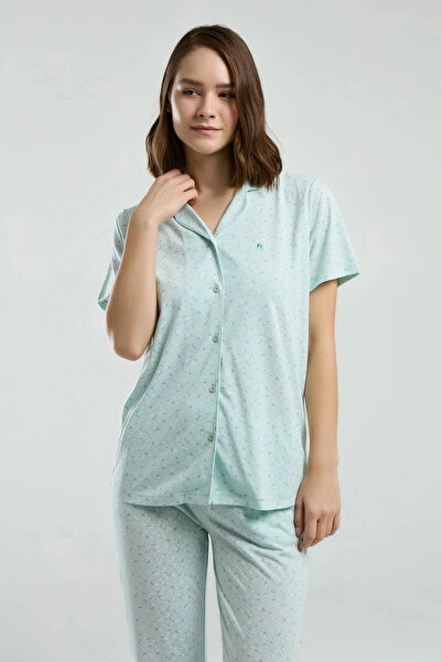Pierre Cardin Γυναικείο Σετ Πιτζάμες Πράσινο Πουκάμισο