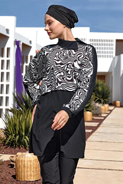Adasea Дамски бански костюм Zebri с дълъг ръкав и напълно покрит хиджаб 1224