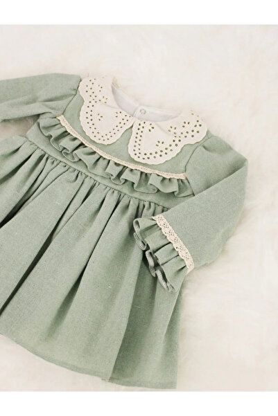 aysskids MILLA Dantel Yakalı Vintage Uzun Kollu Bayramlık Özel gün Kız Bebek ...