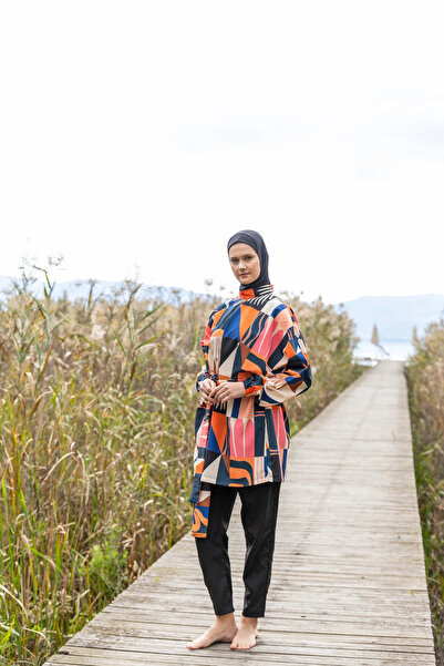 ALFASA Desenli Oversize Tesettür Mayo