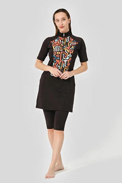 ALFASA Women's Swimsuit with Half Sleeve and Half Closed Tights Detail