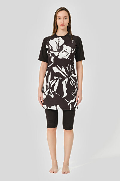 ALFASA Patchwork Reglan - Half Sleeve and Half Covered Swimsuit