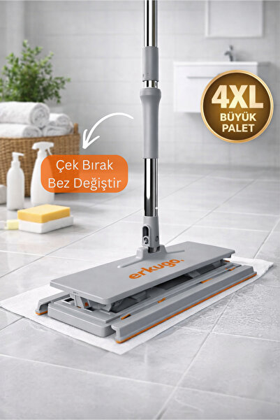 ERKUGO Otomatik Paspas, Temizlik Seti, Kolay Mop, Silme Bezli Paspas , Click Mop, One Touch Mop