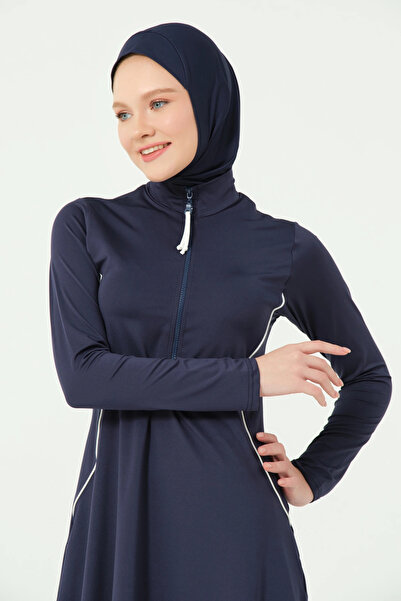 ALFASA Реглан з білим коміром, напівзакритий купальник з короткими рукавами