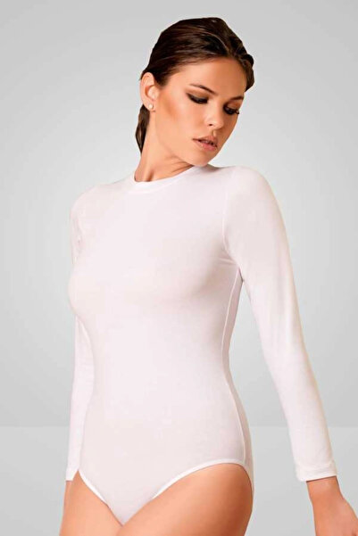 Berrak بودي سوت أبيض بأكمام طويلة للسيدات 2106