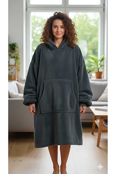 SUERTO Wellsoft Kapşonlu Giyilebilir Tv Battaniyesi Unisex Oversize ANTRASİT ...
