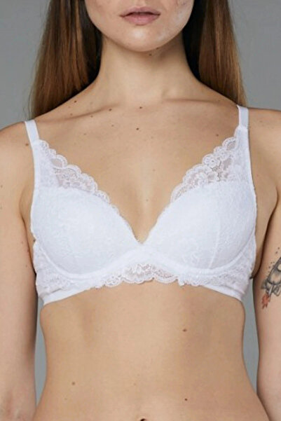 MİSS CLAİRE حمالة صدر نسائية من الدانتيل باللون الأبيض 11-394