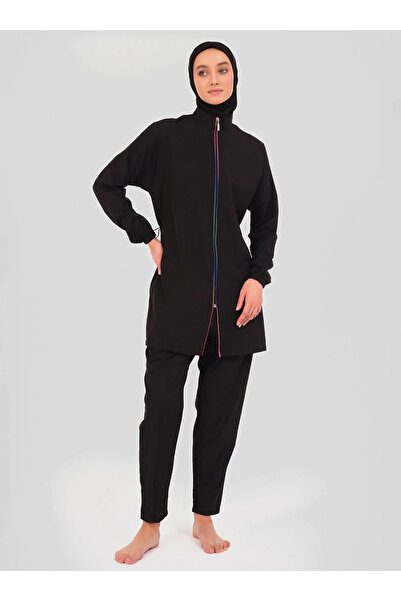 ALFASA Costum de baie hijab Panama cu model pe spate - negru -