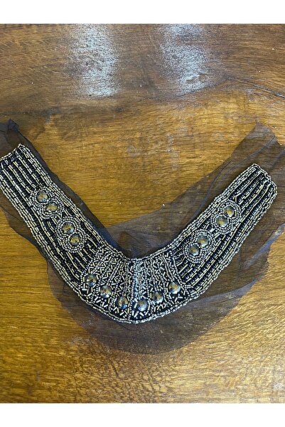 Gönülden Tasarım 6X30 CM Mărgele Broderie Guler Negru Applique Cusut Hobby Ac...