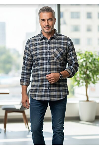 Grand Star %100 YÜN UZUN KOLLU CEPLİ KLASİK KIŞLIK ERKEK GÖMLEK