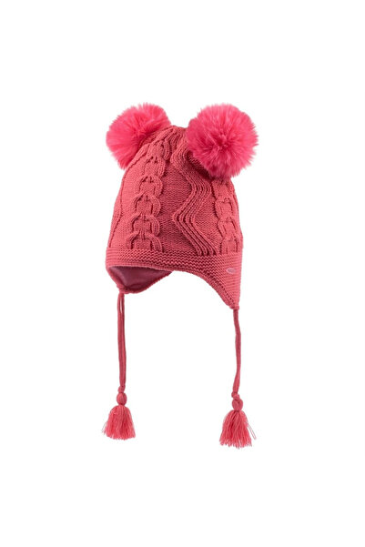 Kitti قبعة صوف للفتيات بعمر 4-8 سنوات مع بوم بوم مزدوج 100% أكريليك مضاد للوبر