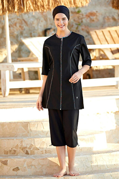 MARESİVA Capri Sleeve Parachute Fabric Semi Hijab Swimsuit