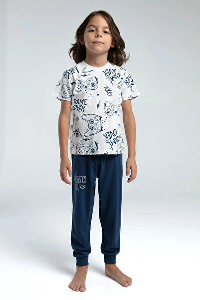 Rolypoly Costum de pijama alb cu maneca scurta pentru baieti