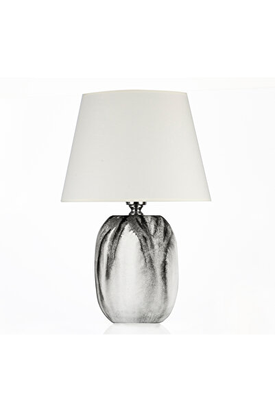 MOENAStudio White/Black Batik Pattern Adrien Ceramic Lampshade-Cream Headboard