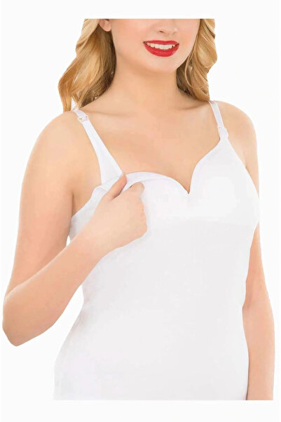 İmer Çamaşır White Covered Sponge Maternity Breastfeeding Undershirt 1288