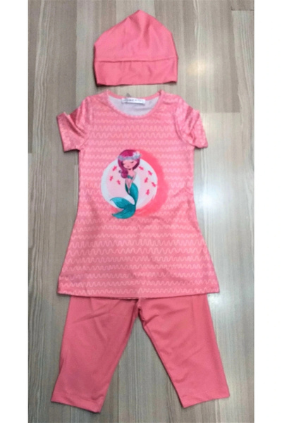 MARESİVA Παιδικό μαγιό με κοντομάνικο καλσόν ροζ