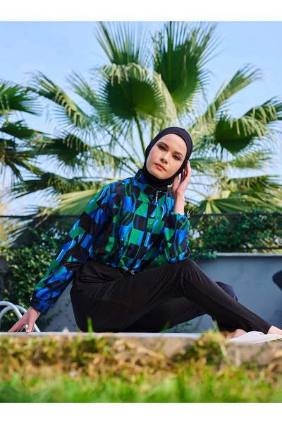 ALFASA Crop Top με σχέδια - Μπλε