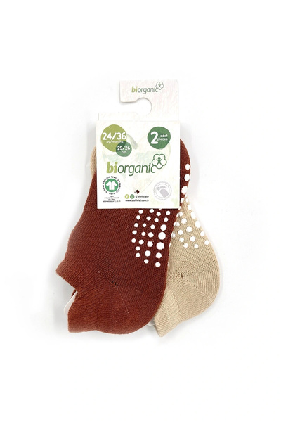 Biorganic طقم جوارب مانعة للانزلاق للجنسين موديل 68487 مكون من قطعتين