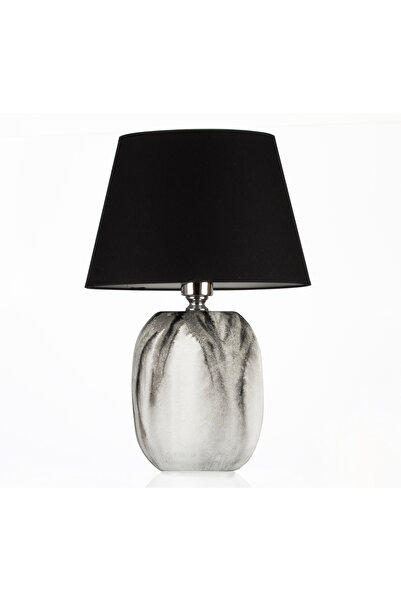 MOENAStudio White/Black Batik Pattern Adrien Ceramic Lampshade-Black Headboard