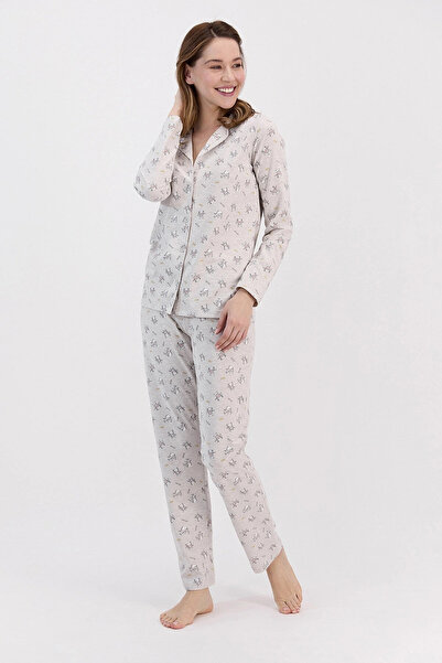 ROLY POLY Relax Beige Melange Women's Shirt Pajama Set