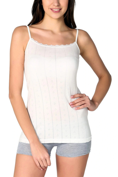 Tutku Tricot de corp de damă, din bumbac, cu modele de jacquard, cu curele de frânghie