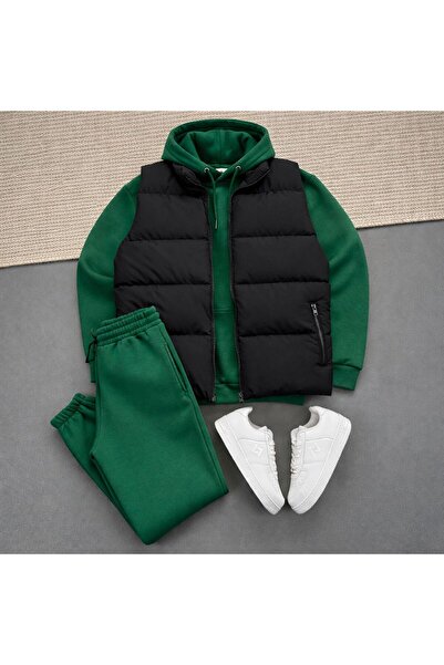 KONSEPT35 SET COMBINAT DE set cu vestă PIESE PENTRU BĂRBAȚI 3 FIȘE KA cu glugă E