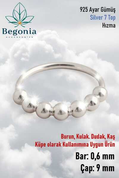 Begonia Accessories 925 Ayar Gümüş Piercing 7 Top Halka Hızma